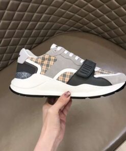 Replica BURBERRY CHECK, SUEDE AND LEATHER SNEAKERS – BBR096 2