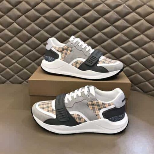 Replica BURBERRY CHECK, SUEDE AND LEATHER SNEAKERS – BBR096 14