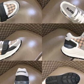 Replica BURBERRY CHECK, SUEDE AND LEATHER SNEAKERS – BBR096 6