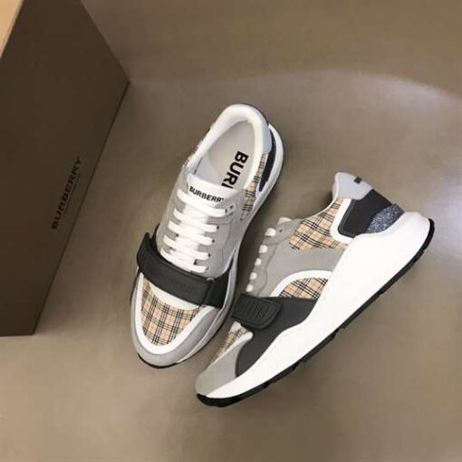 Replica BURBERRY CHECK, SUEDE AND LEATHER SNEAKERS – BBR096 17
