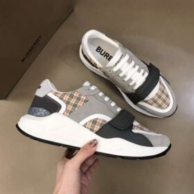 Replica BURBERRY CHECK, SUEDE AND LEATHER SNEAKERS – BBR096 10