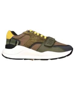 Replica BURBERRY CHECK LACE-UP SNEAKERS IN MOSS GREEN – BBR094