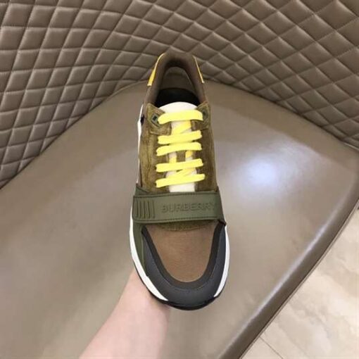 Replica BURBERRY CHECK LACE-UP SNEAKERS IN MOSS GREEN – BBR094 4