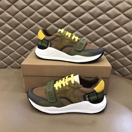 Replica BURBERRY CHECK LACE-UP SNEAKERS IN MOSS GREEN – BBR094 5