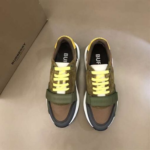 Replica BURBERRY CHECK LACE-UP SNEAKERS IN MOSS GREEN – BBR094 7