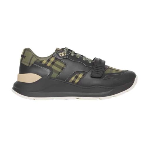 Replica BURBERRY CHECK LACE-UP SNEAKERS IN MILITARY GREEN – BBR092