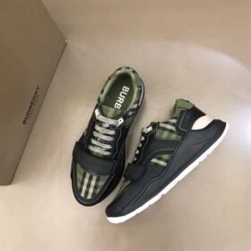Replica BURBERRY CHECK LACE-UP SNEAKERS IN MILITARY GREEN – BBR092 7