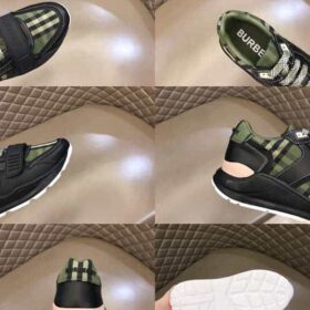 Replica BURBERRY CHECK LACE-UP SNEAKERS IN MILITARY GREEN – BBR092 8