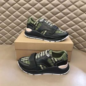 Replica BURBERRY CHECK LACE-UP SNEAKERS IN MILITARY GREEN – BBR092 11