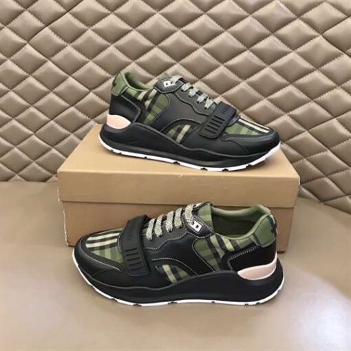 Replica BURBERRY CHECK LACE-UP SNEAKERS IN MILITARY GREEN – BBR092 10