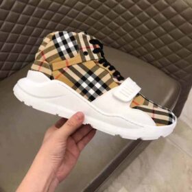 Replica BURBERRY VINTAGE CHECK HIGH-TOP SNEAKERS – BBR2 3
