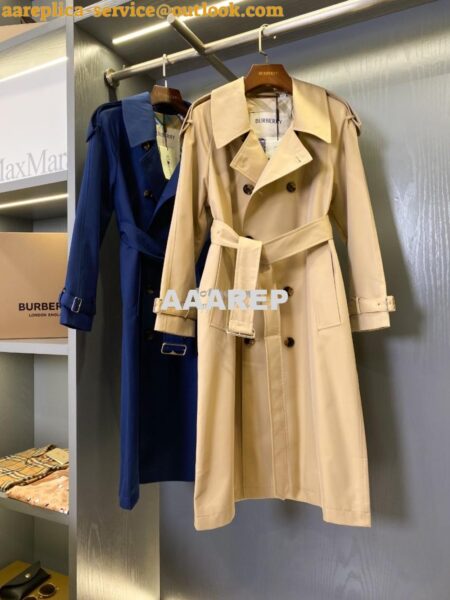 Replica Burberry Long Double-Breasted Gabardine Trench Coat beige 2