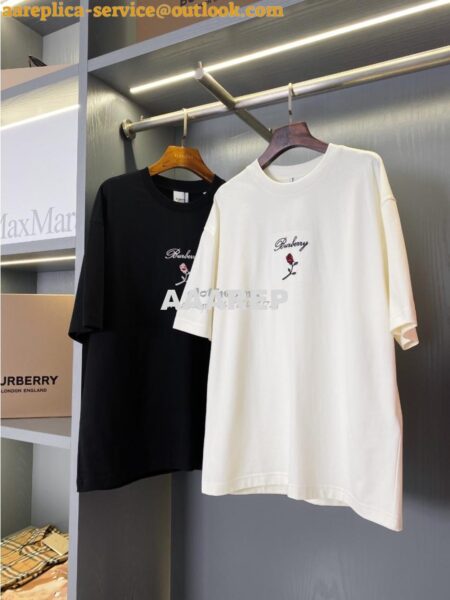 Replica Burberry Rose Cotton Unisex Round Neck Short Sleeve T-shirt white 2