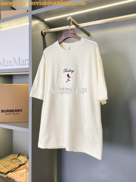 Replica Burberry Rose Cotton Unisex Round Neck Short Sleeve T-shirt white