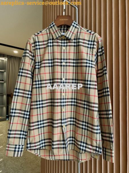 Replica Burberry Check Poplin Long Sleeve Shirt 2