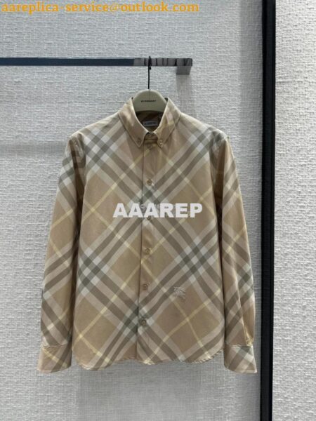 Replica Burberry Early Spring New Arrival Knight Blue Vintage Check Silk Shirt 2