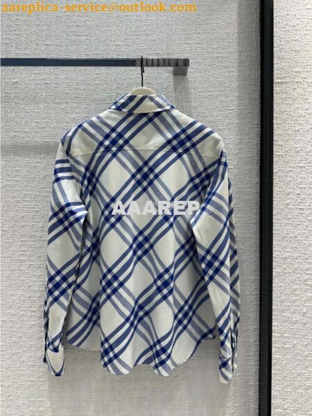 Replica Burberry Early Spring New Arrival Knight Blue Vintage Check Silk Shirt