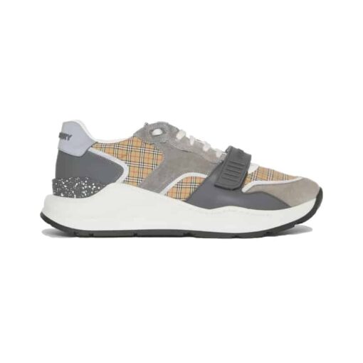 Replica BURBERRY CHECK, SUEDE AND LEATHER SNEAKERS – BBR096