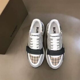 Replica BURBERRY CHECK, SUEDE AND LEATHER SNEAKERS – BBR096 7