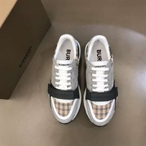 Replica BURBERRY CHECK, SUEDE AND LEATHER SNEAKERS – BBR096 16