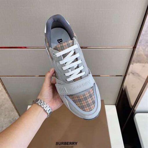 Replica BURBERRY CHECK, SUEDE AND LEATHER SNEAKERS – BBR103 13