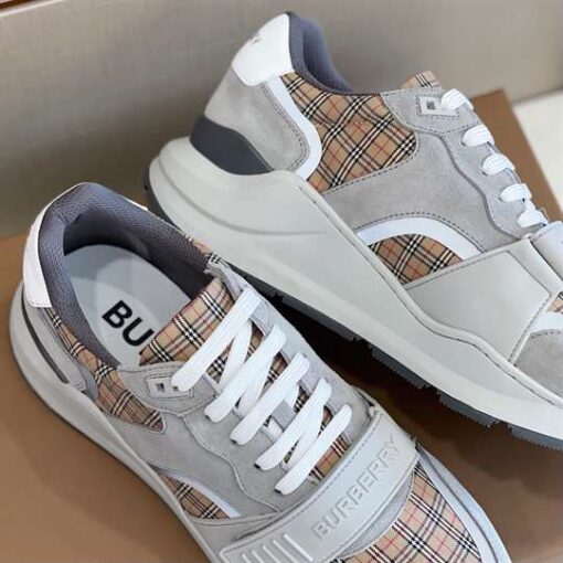 Replica BURBERRY CHECK, SUEDE AND LEATHER SNEAKERS – BBR103 16