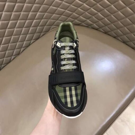 Replica BURBERRY CHECK LACE-UP SNEAKERS IN MILITARY GREEN – BBR092 13