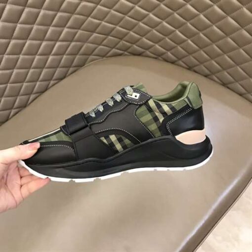 Replica BURBERRY CHECK LACE-UP SNEAKERS IN MILITARY GREEN – BBR092 15
