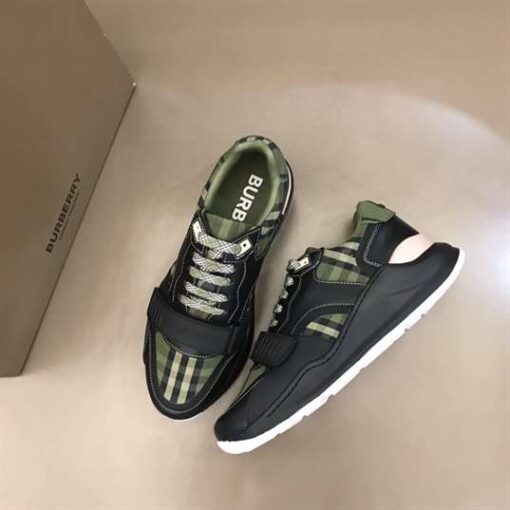 Replica BURBERRY CHECK LACE-UP SNEAKERS IN MILITARY GREEN – BBR092 16