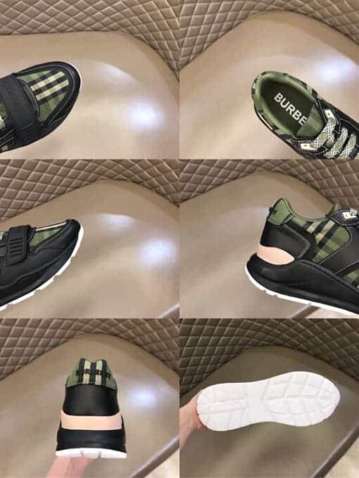 Replica BURBERRY CHECK LACE-UP SNEAKERS IN MILITARY GREEN – BBR092 17