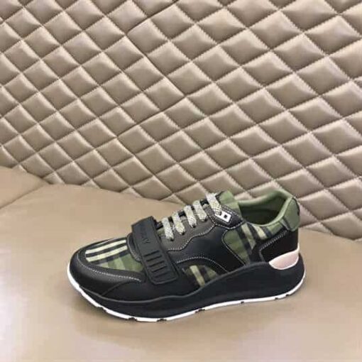 Replica BURBERRY CHECK LACE-UP SNEAKERS IN MILITARY GREEN – BBR092 19