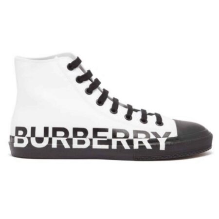 Replica BURBERRY LOGO PRINT GABARDINE HIGH-TOP SNEAKERS – BBR32 2