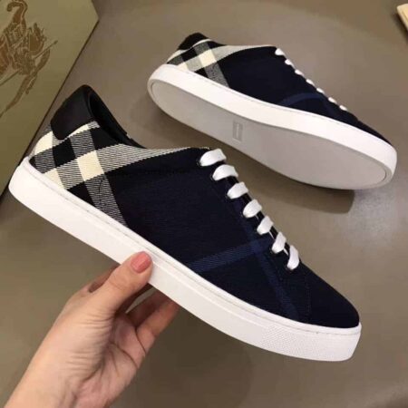 Replica BURBERRY ALBERT HOUSE CHECK & LEATHER LOW-TOP SNEAKER – BBR4