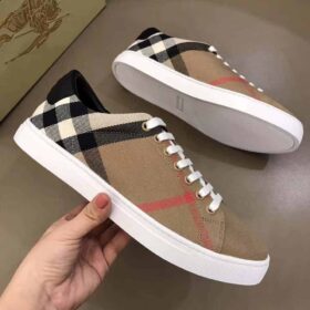 Replica BURBERRY ALBERT HOUSE CHECK & LEATHER LOW-TOP SNEAKER – BBR3 3